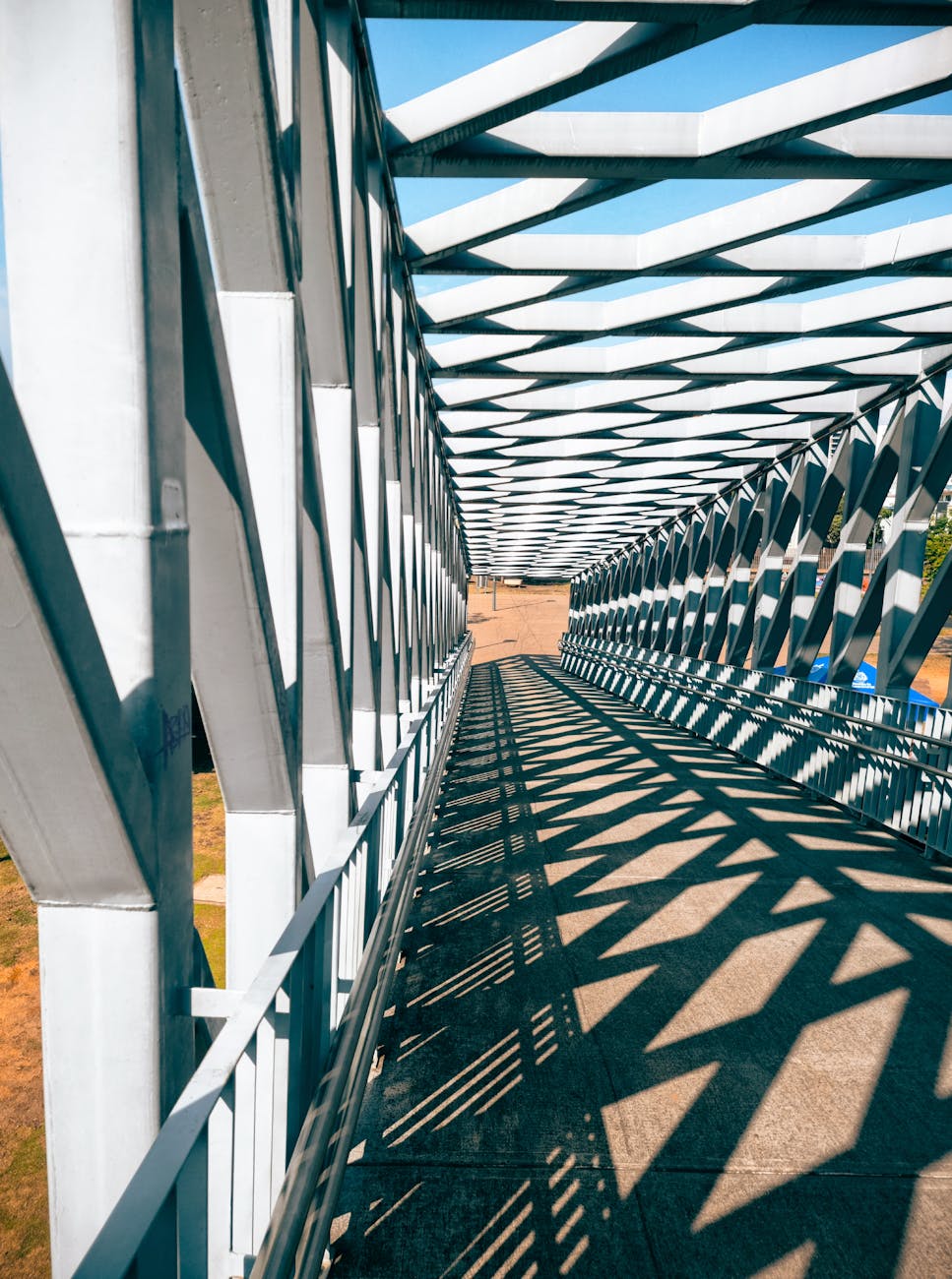 structure of a metal footbridge in perspective