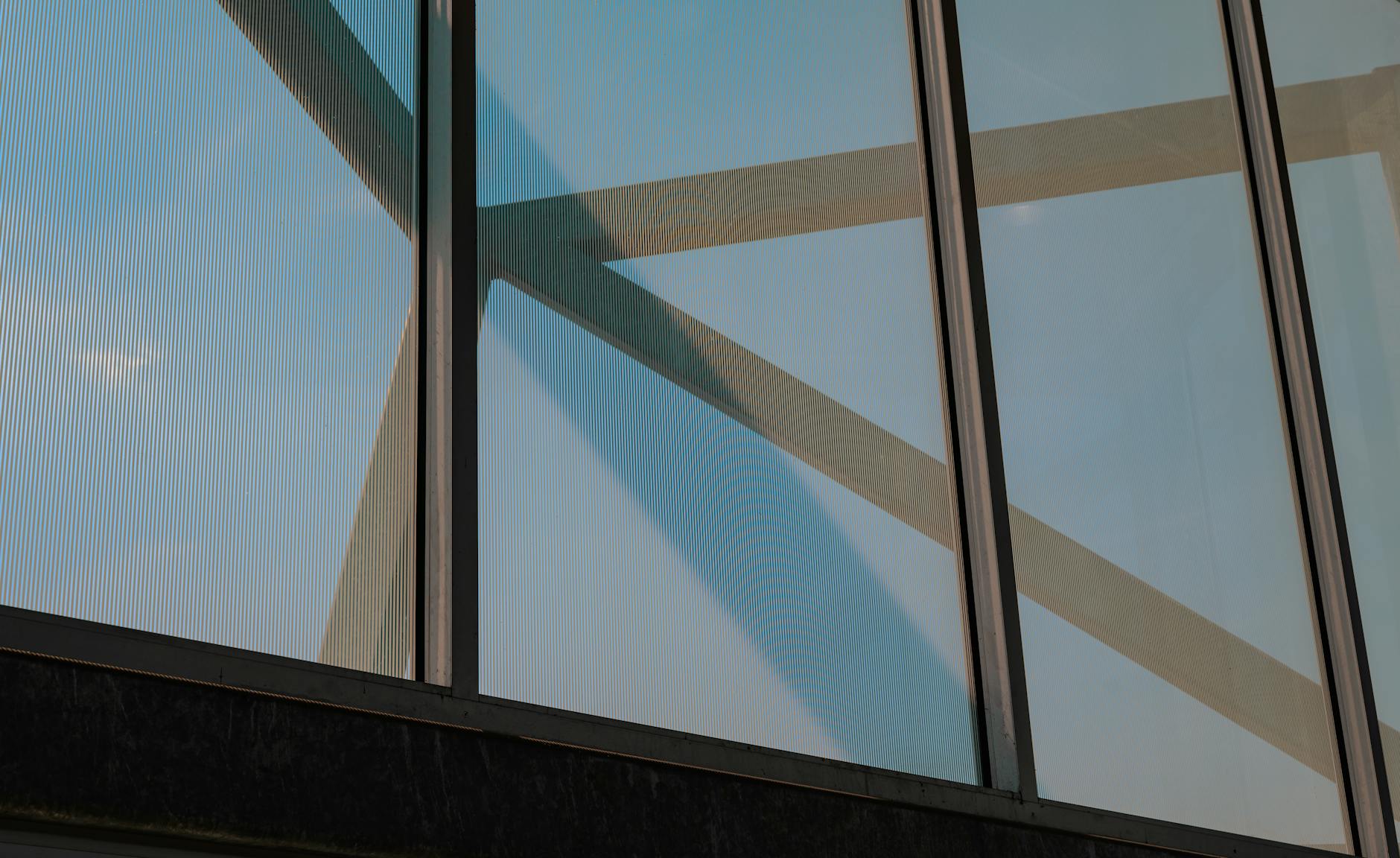 close up of big windows in a modern building